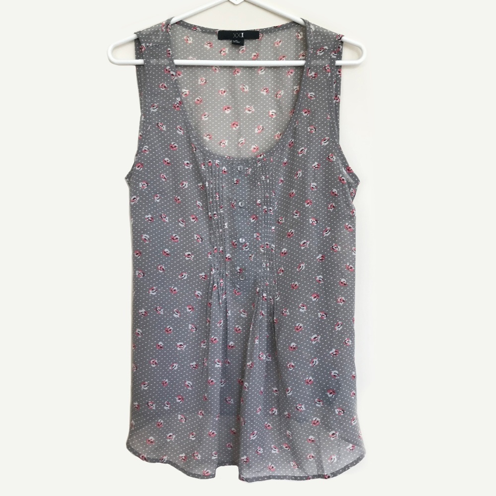 Sleeveless Floral Sheer Blouse